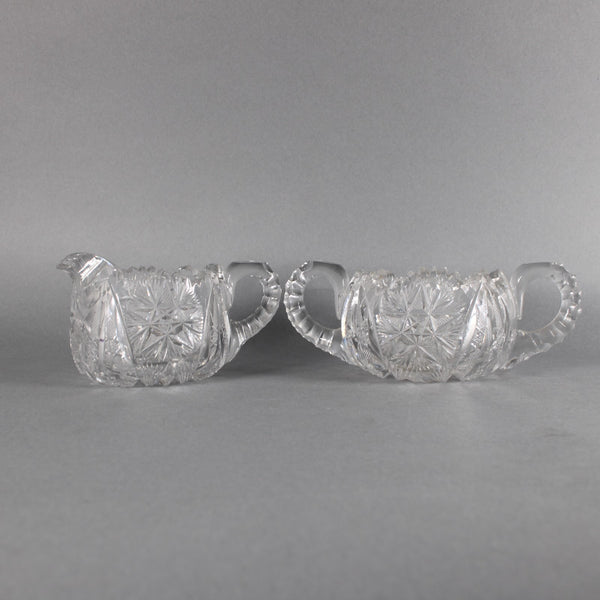 Sugar Creamer Set Cut Large Crystal Cut Sugar Creamer Set