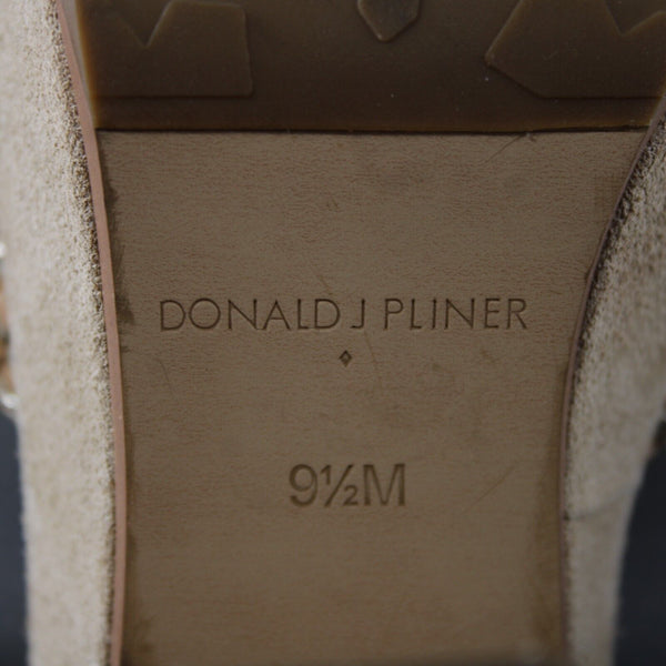 Donald J Pliner Niketa Sz 9.5 M Tan Gold Synthetic Upper Rubber Sole 4.75" Heels