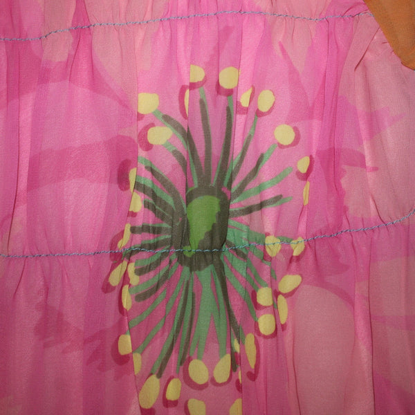Trina Turk Dress NEW $378 Sz XS Blue Pink Multi Colored 100% Recycled Poly AS IS