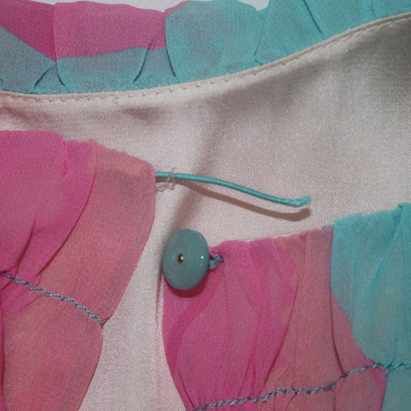 Trina Turk Dress NEW $378 Sz XS Blue Pink Multi Colored 100% Recycled Poly AS IS