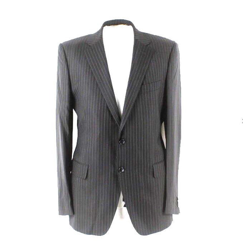 Dolce Gabbana Sz 54 European Fit Black Pin Striped Lined Rayon Wool Mens Blazer