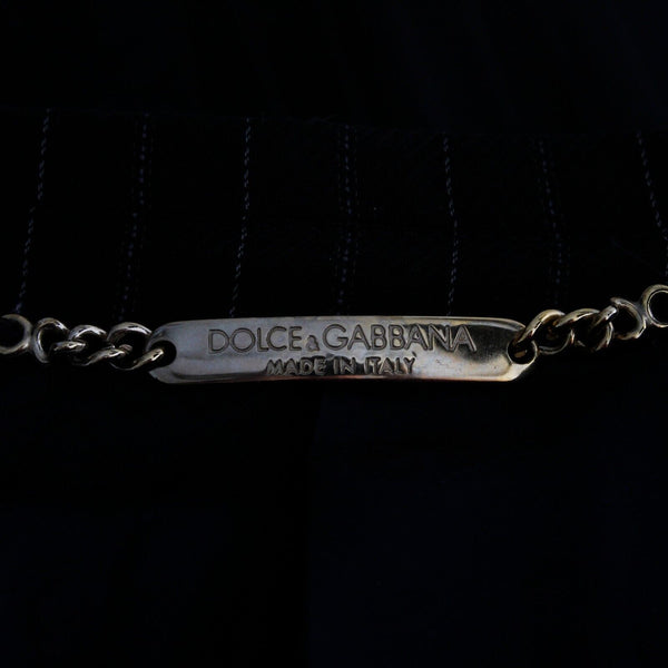 Dolce Gabbana Sz 54 European Fit Black Pin Striped Lined Rayon Wool Mens Blazer