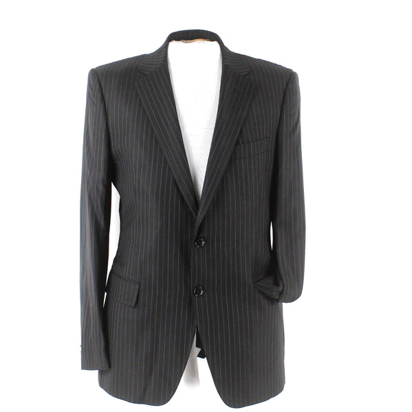 Dolce Gabbana Sz 54 European Fit Black Pin Striped Lined Rayon Wool Mens Blazer