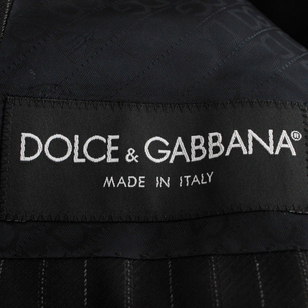 Dolce Gabbana Sz 54 European Fit Black Pin Striped Lined Rayon Wool Mens Blazer