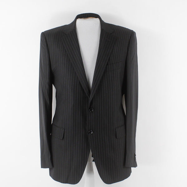 Dolce Gabbana Sz 54 European Fit Black Pin Striped Lined Rayon Wool Mens Blazer