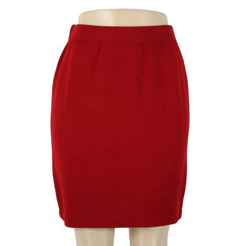 St John Sz 8 Red Elastic Waist Santana Knit AS IS Skirt