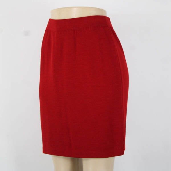 St John Sz 8 Red Elastic Waist Santana Knit AS IS Skirt