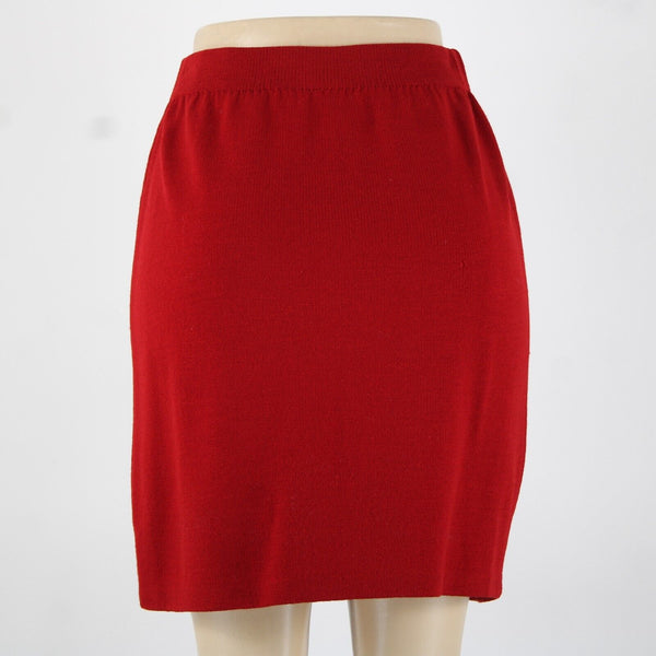 St John Sz 8 Red Elastic Waist Santana Knit AS IS Skirt