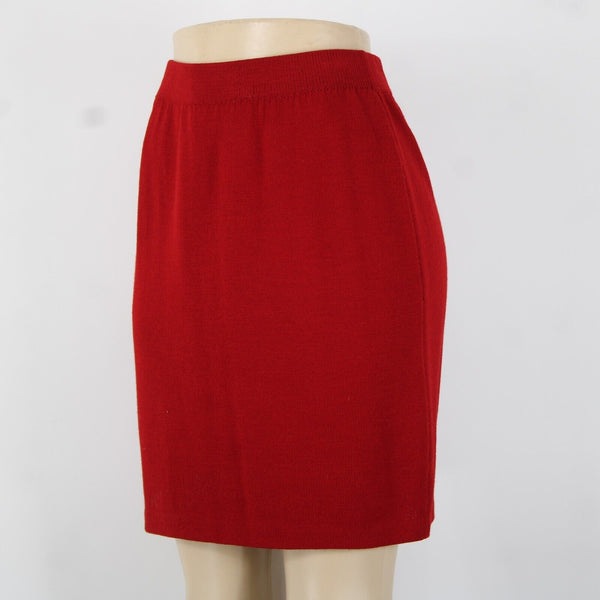 St John Sz 8 Red Elastic Waist Santana Knit AS IS Skirt