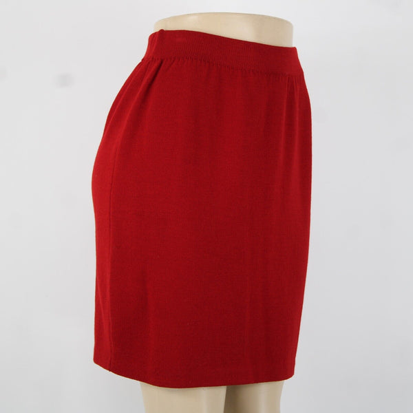 St John Sz 8 Red Elastic Waist Santana Knit AS IS Skirt