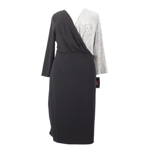 John Meyer Dress NEW $139 Sz 20W Black Silver Paillettes Nylon Metallic Spandex