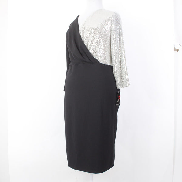 John Meyer Dress NEW $139 Sz 20W Black Silver Paillettes Nylon Metallic Spandex