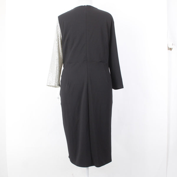 John Meyer Dress NEW $139 Sz 20W Black Silver Paillettes Nylon Metallic Spandex