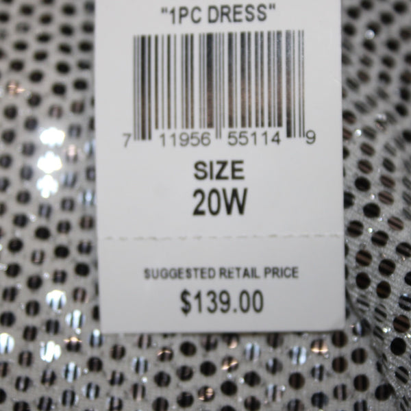 John Meyer Dress NEW $139 Sz 20W Black Silver Paillettes Nylon Metallic Spandex