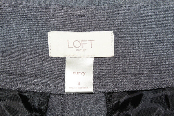 Loft Curvy Sz 4 x 32 Charcoal Gray Polyester Blend Dress Trouser Pant