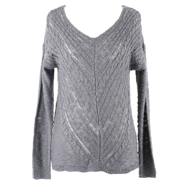 Cloudchaser NEW $24 Sz S Gray Pullover Hi Lo V Neck 100% Acrylic Sweater