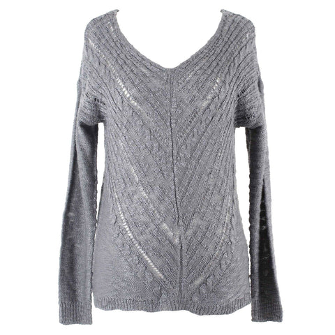 Cloudchaser NEW $24 Sz S Gray Pullover Hi Lo V Neck 100% Acrylic Sweater