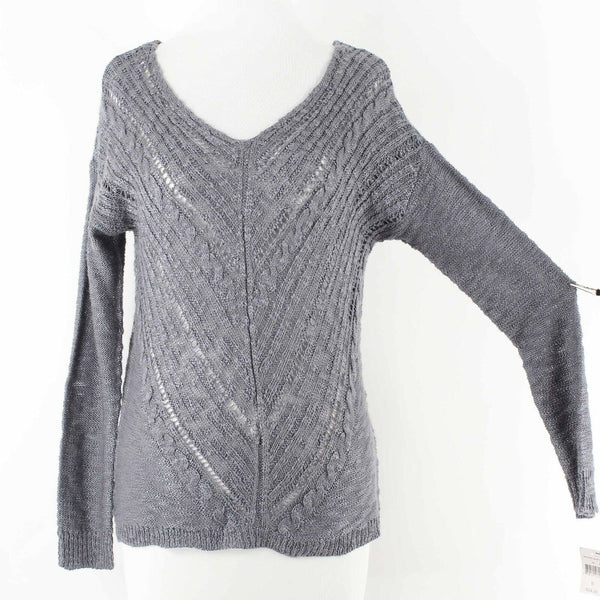 Cloudchaser NEW $24 Sz S Gray Pullover Hi Lo V Neck 100% Acrylic Sweater