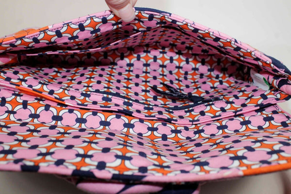 Vera Bradley Pink Navy Orange White 6 X 13 X 2.5 Shoulder Purse