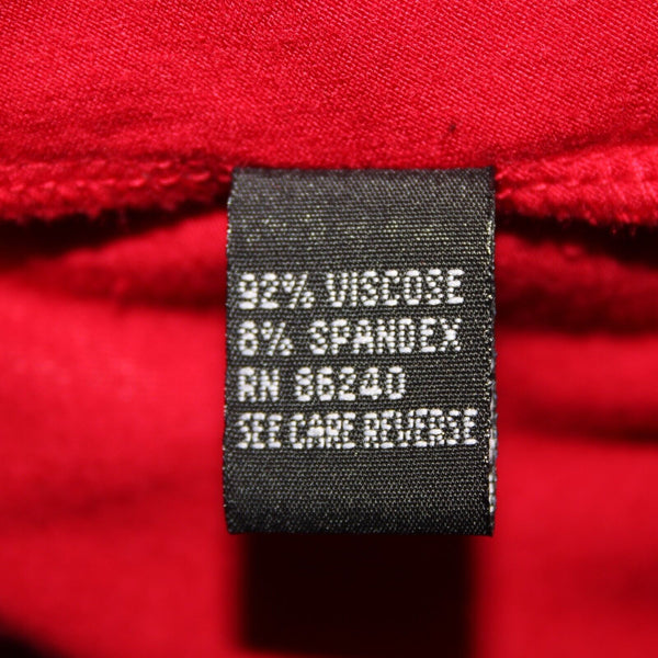 Stera Sz S Red Dressy Wired Sheer Ruffle Neck Long Sleeve Viscose Spandex Top