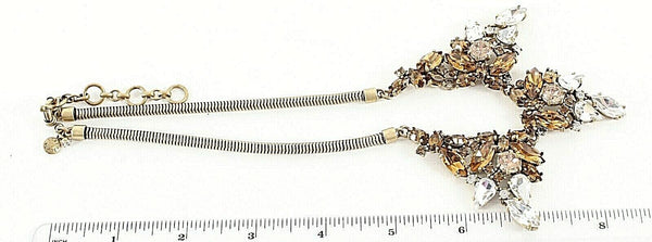 J Crew Peach Pink Rhinestone Articulated Gold Hardware 15" + Extender Necklace