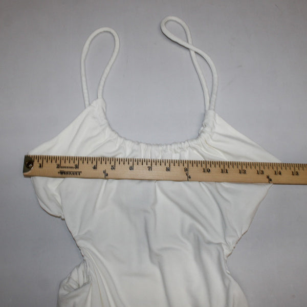 Bardot Bodysuit Top NEW $59 Sz S Orchid White Side Cut Out Bodysuit Viscose Top
