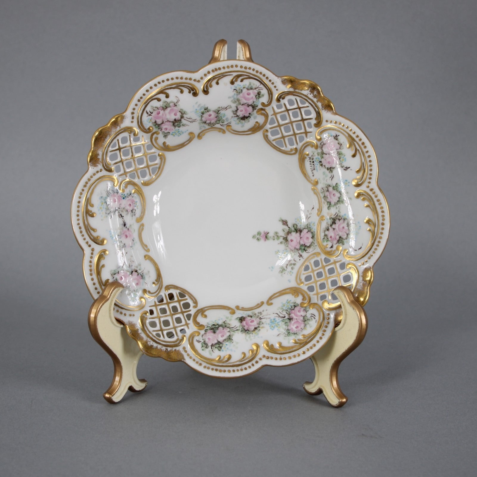 Tirschenreuth Bowl Plate Gold Pink Multi Color Bavaria 6.5 x 2 Bowl Plate