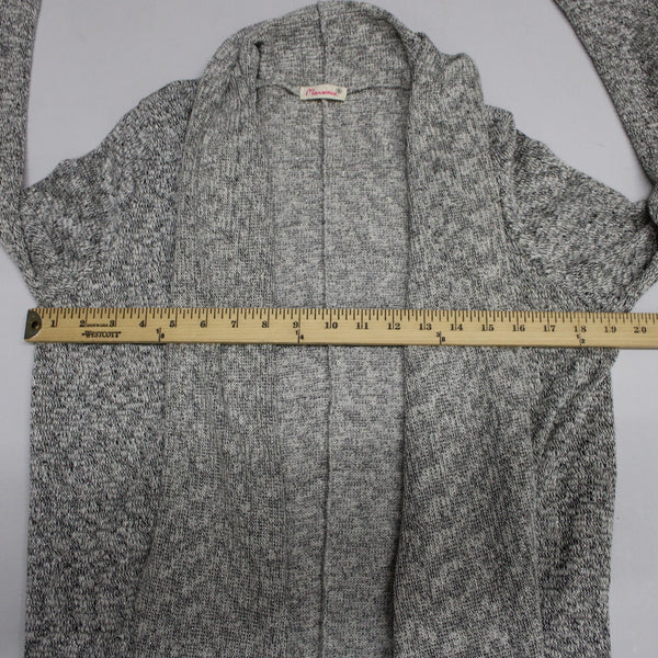 Maronie Sz S Black White Silver Metallic Draped Collar Long Cotton Wrap Sweater