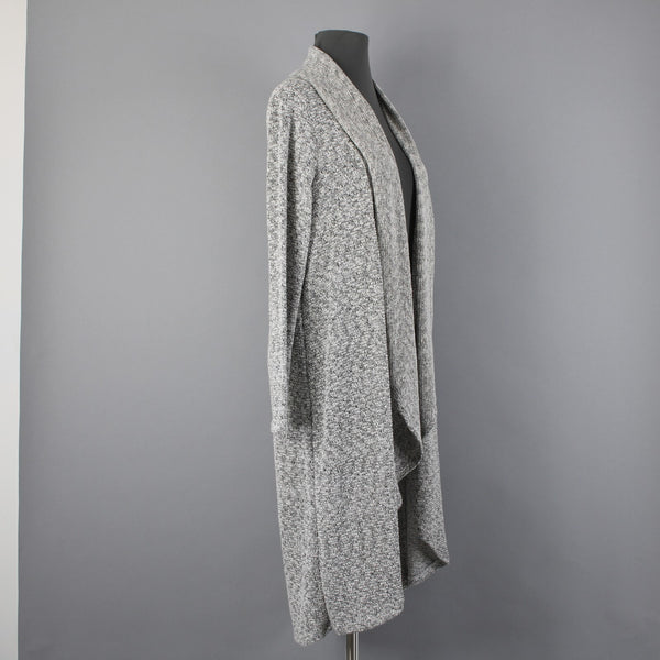 Maronie Sz S Black White Silver Metallic Draped Collar Long Cotton Wrap Sweater