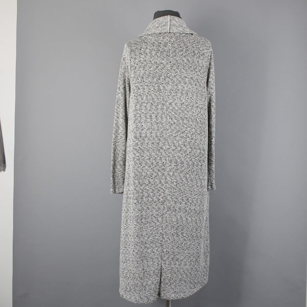 Maronie Sz S Black White Silver Metallic Draped Collar Long Cotton Wrap Sweater