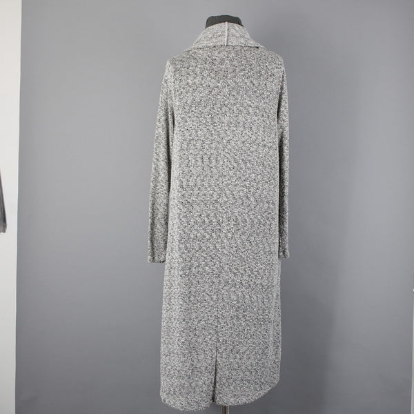 Maronie Sz S Black White Silver Metallic Draped Collar Long Cotton Wrap Sweater