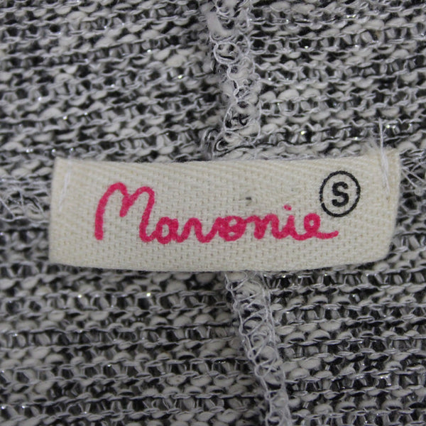 Maronie Sz S Black White Silver Metallic Draped Collar Long Cotton Wrap Sweater