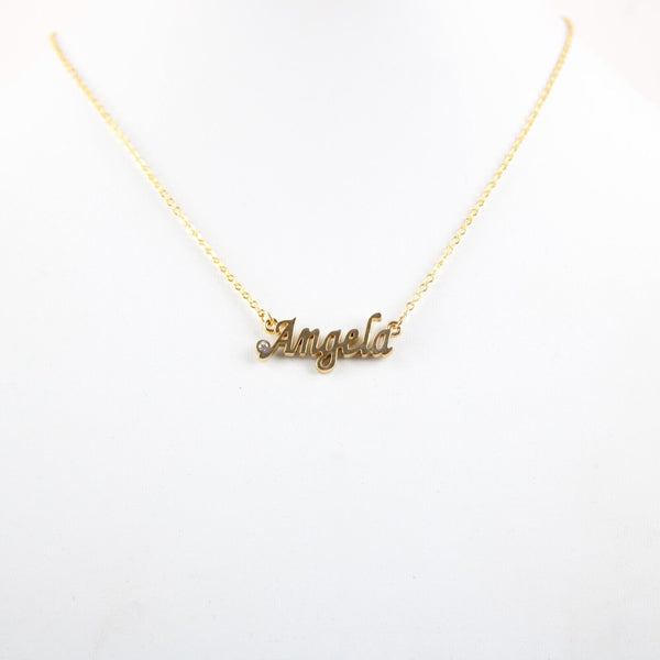 ANGELA NEW Name Goldtone Rhinestone Accent 14.5" w 4.5" Multi Ring Ext Necklace