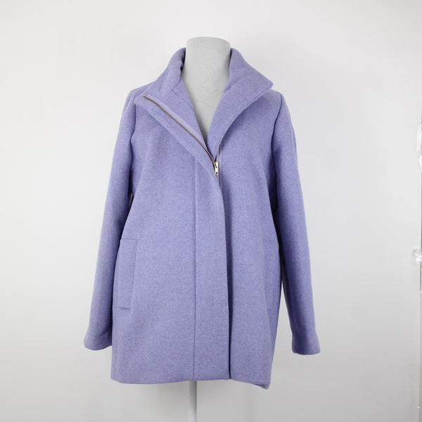 J Crew Sz 20 Lavender Purple Collared Lined Zipper Pockets Wool Polyeter Jacket