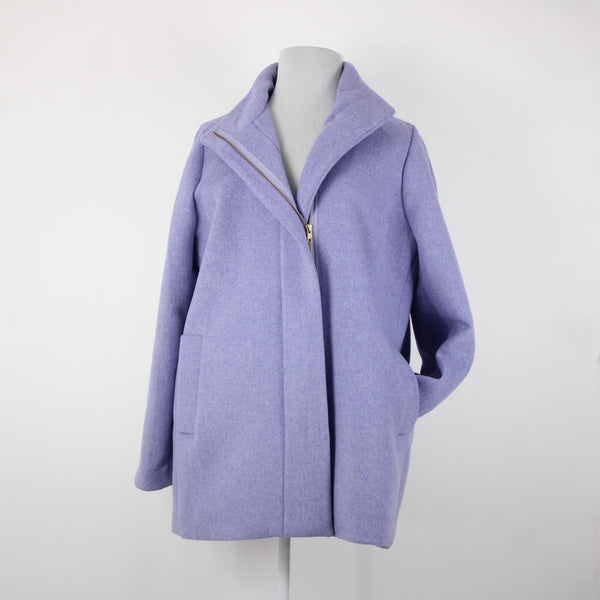 J Crew Sz 20 Lavender Purple Collared Lined Zipper Pockets Wool Polyeter Jacket