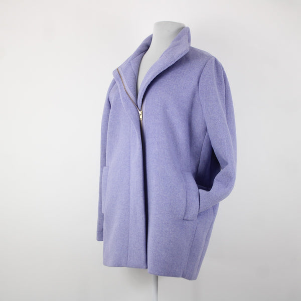 J Crew Sz 20 Lavender Purple Collared Lined Zipper Pockets Wool Polyeter Jacket