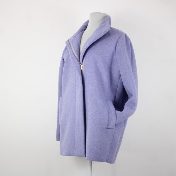 J Crew Sz 20 Lavender Purple Collared Lined Zipper Pockets Wool Polyeter Jacket