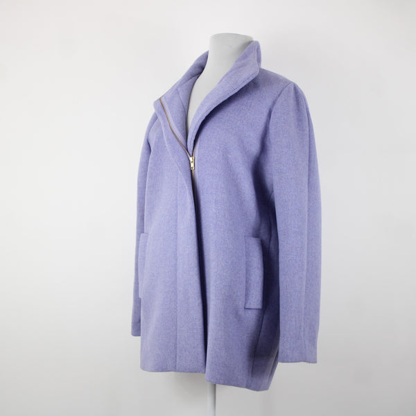 J Crew Sz 20 Lavender Purple Collared Lined Zipper Pockets Wool Polyeter Jacket