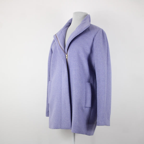 J Crew Sz 20 Lavender Purple Collared Lined Zipper Pockets Wool Polyeter Jacket