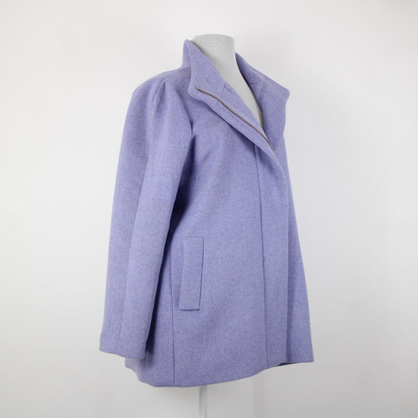 J Crew Sz 20 Lavender Purple Collared Lined Zipper Pockets Wool Polyeter Jacket