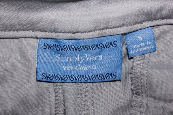 Simply Vera Sz 8 x 22.5 Gray Capri Crop Dressy Polished Cotton Blend Pant