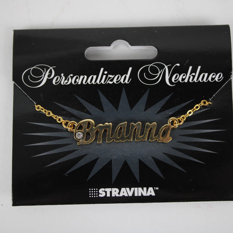 BRIANNA NEW Name Goldtone Rhinestone Accent 14.5" w 4.5" Multi Ring Ext Necklace