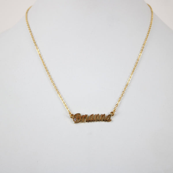 BRIANNA NEW Name Goldtone Rhinestone Accent 14.5" w 4.5" Multi Ring Ext Necklace