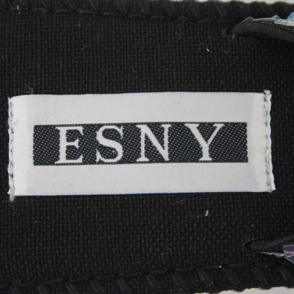 Esny Sandals NEW Sz 8 Black Sequins Multi Colored Slip On Fabric 1.5" Sandals