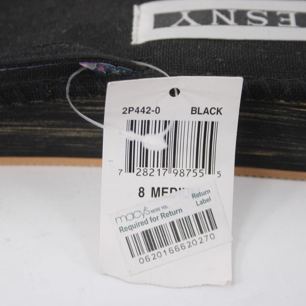 Esny Sandals NEW Sz 8 Black Sequins Multi Colored Slip On Fabric 1.5" Sandals