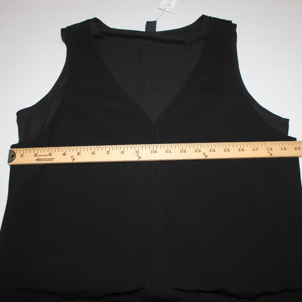 White House Black Market Top NEW $84 Sz L Black V Neck Layered Poly Spandex Top