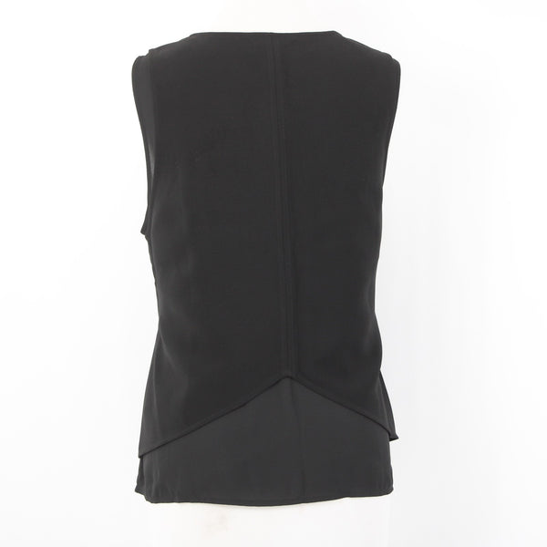 White House Black Market Top NEW $84 Sz L Black V Neck Layered Poly Spandex Top