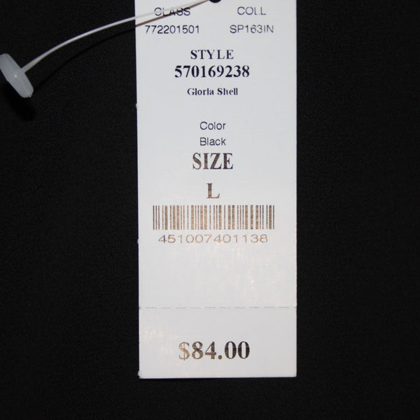 White House Black Market Top NEW $84 Sz L Black V Neck Layered Poly Spandex Top