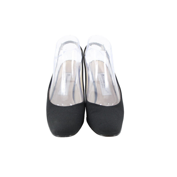 Etienne Aigner Sz 8.5 M Black Closed Toe Fabric Upper Leather Sole 3" Heels