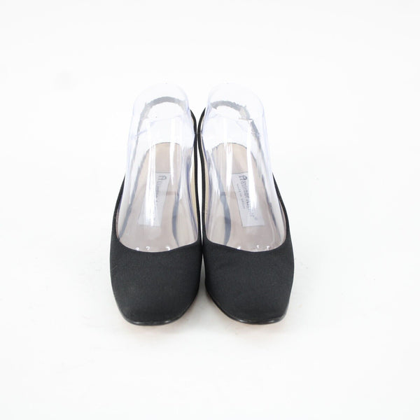 Etienne Aigner Sz 8.5 M Black Closed Toe Fabric Upper Leather Sole 3" Heels